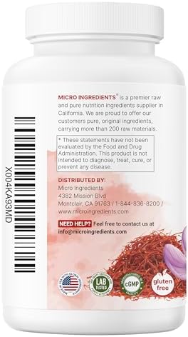 Extracto de Azafrán Puro Micro Ingredients, 240 Cápsulas Veganas | Fórmula 2 en 1 con Vitamina C Liposoluble | Apoyo para Ánimo, Visión y Corazón | - imagen 8