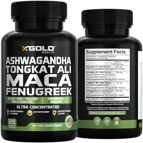 Suplemento Extracto de Ashwagandha 30:1 + Tongkat Ali 100:1 + Raíz de Maca 20:1 + Fenogreco 10:1 | Complejo Herbal Potente para Hombres y Mujeres | - imagen 7