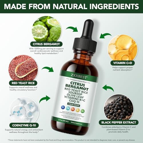 Levadura de Arroz Rojo para Apoyo al Colesterol - Mezcla de Alta Absorción con Extracto de Levadura de Arroz Rojo, Gotas de Guanábana, Ajo, Hoja de - imagen 2