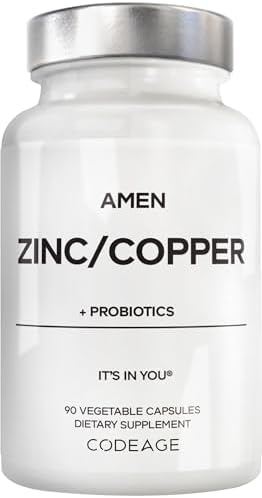 Suplemento de Zinc y Cobre Amen + Probióticos, Suministro para 3 Meses, 90 Cápsulas Veganas, 50 mg de Zinc Picolinato, 2 Mil Millones de CFUs - imagen 1