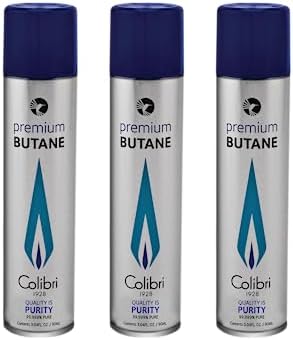 Recarga de Gas Butano Colibri Premium para Encendedores, Latas de 90ml (3.04fl oz), Paquete de 3, Butano 99.999% Puro - imagen 1