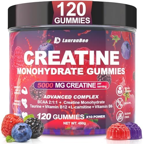 Gomitas de Creatina Monohidratada para Hombres y Mujeres con L-Carnitina y Taurina – Suplemento Pre-Entrenamiento para Fuerza Muscular y Energía – - imagen 1