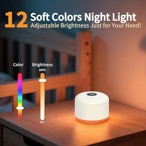 Máquina de Sonido Blanco Portátil con 30 Sonidos Relajantes, 12 Opciones de Color, 5 Brillos Ajustables, 32 Niveles de Volumen y 4 Temporizadores - imagen 4
