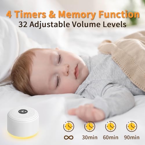 Máquina de Sonido Blanco Portátil con 30 Sonidos Relajantes, 12 Opciones de Color, 5 Brillos Ajustables, 32 Niveles de Volumen y 4 Temporizadores - imagen 5