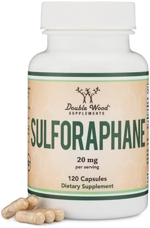 Suplemento de Sulforafano - 20mg por porción (120 cápsulas) Extracto potente de brócoli para un envejecimiento saludable (derivado de brotes de - imagen 1