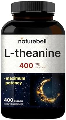 Suplemento de L-Teanina NatureBell - 400 Cápsulas - 400mg Potencia Máxima - Apoyo Aminoácido para Relajación, Calma y Concentración - Fórmula Libre - imagen 1