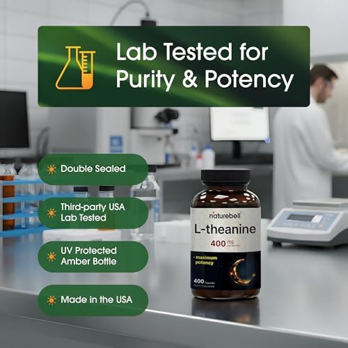 Suplemento de L-Teanina NatureBell - 400 Cápsulas - 400mg Potencia Máxima - Apoyo Aminoácido para Relajación, Calma y Concentración - Fórmula Libre - imagen 5