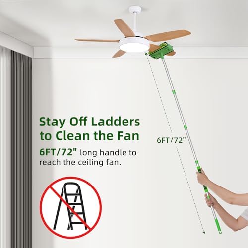 Limpiador de Ventiladores de Techo Zavrski con Extensión de 6 Pies/72'' - Herramienta de Limpieza de Aspas de Ventilador con Paños de Microfibra - imagen 2