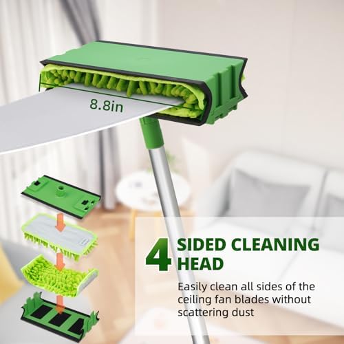 Limpiador de Ventiladores de Techo Zavrski con Extensión de 6 Pies/72'' - Herramienta de Limpieza de Aspas de Ventilador con Paños de Microfibra - imagen 3