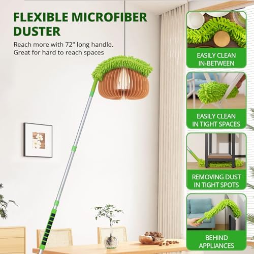 Limpiador de Ventiladores de Techo Zavrski con Extensión de 6 Pies/72'' - Herramienta de Limpieza de Aspas de Ventilador con Paños de Microfibra - imagen 5