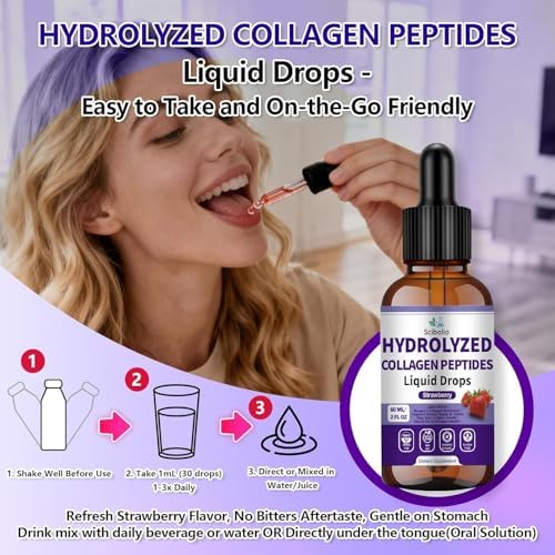 Gotas Líquidas de Colágeno Multi Tipo I II III V X con Ácido Hialurónico, Vitamina C y Biotina para Salud de Articulaciones, Piel, Cabello y Uñas, - imagen 6