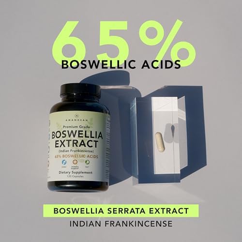 Extracto de Boswellia Serrata AMANDEAN 500mg 120 Cápsulas Veganas. 65% Ácidos Boswellicos con AKBA. Suplemento para la Inflamación y Salud Articular. - imagen 2