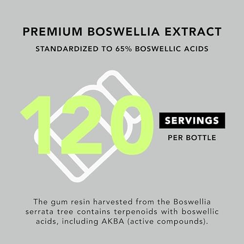 Extracto de Boswellia Serrata AMANDEAN 500mg 120 Cápsulas Veganas. 65% Ácidos Boswellicos con AKBA. Suplemento para la Inflamación y Salud Articular. - imagen 6