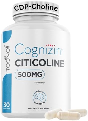 Cápsulas Teaveli Cognizin Citicolina 500mg - Suplemento cerebral clínicamente estudiado para claridad, concentración y memoria - 30 porciones - imagen 1