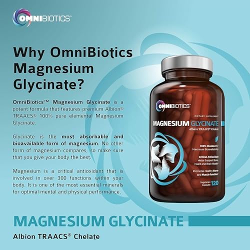 Suplemento de Magnesio Glicinato OmniBiotics – 100% Puro Chelato Bisglicinato Albion TRAACS para Sueño, Músculos, Nervios y Salud Cardiaca – 120 - imagen 5
