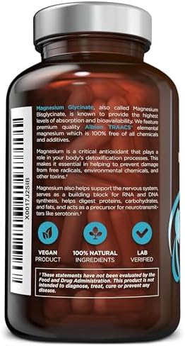 Suplemento de Magnesio Glicinato OmniBiotics – 100% Puro Chelato Bisglicinato Albion TRAACS para Sueño, Músculos, Nervios y Salud Cardiaca – 120 - imagen 8