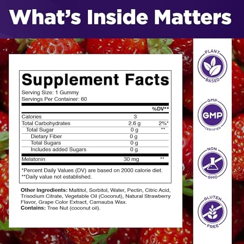Vitamatic Melatonina Sin Azúcar 30mg por Gummy - 60 Gomas Vegetarianas - Suplemento No Adictivo (Paquete de 2) - imagen 2