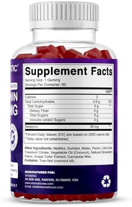 Vitamatic Melatonina Sin Azúcar 30mg por Gummy - 60 Gomas Vegetarianas - Suplemento No Adictivo (Paquete de 2) - imagen 8