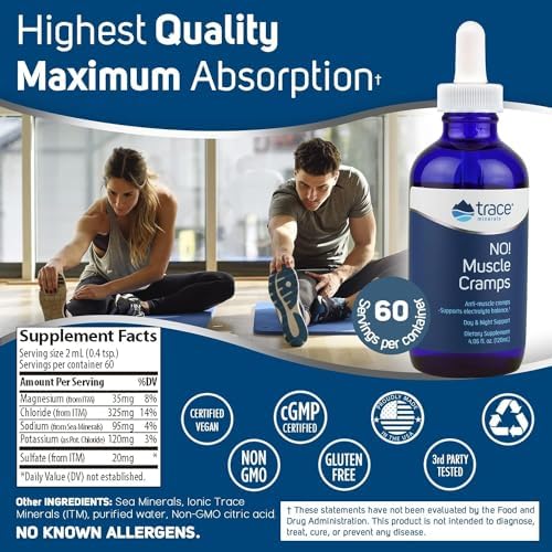 No más calambres musculares. 4 oz, 60 porciones de hidratación, electrolitos, magnesio, potasio, sodio, libre de gluten, vegano, ideal para ejercicio - imagen 2