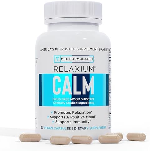 Relaxium Calm - Suplemento para Estrés, Ánimo e Inmunidad, No Adictivo con Ashwagandha, 5-HTP y GABA, Mezcla de Hongos. Hecho en EE. UU., 60 Cápsulas - imagen 1