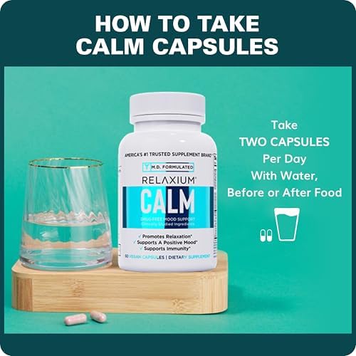 Relaxium Calm - Suplemento para Estrés, Ánimo e Inmunidad, No Adictivo con Ashwagandha, 5-HTP y GABA, Mezcla de Hongos. Hecho en EE. UU., 60 Cápsulas - imagen 4