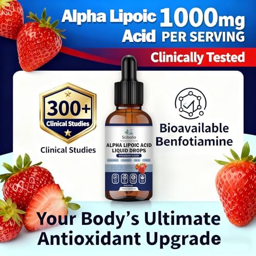Ácido Lipoico 1000mg en Gotas Líquidas, Suplemento ALA Máxima Fuerza 11 en 1 con Acetil L-Carnitina, Benfotiamina y Vitaminas B1, B12, C y E para - imagen 4