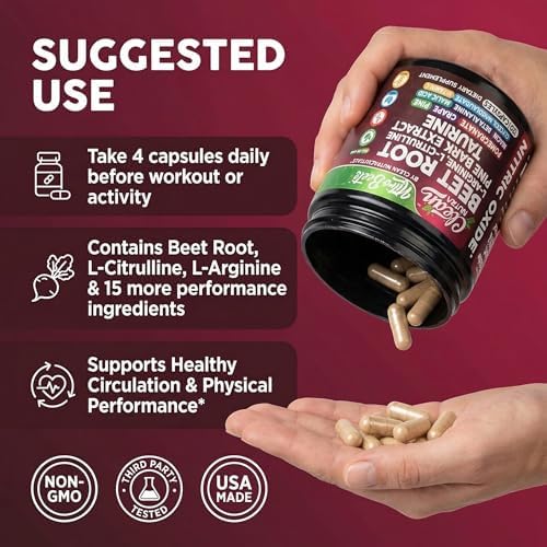 Clean Nutra Cápsulas Orgánicas de Raíz de Betabel con L-Arginina, L-Citrulina y Extracto de Corteza de Pino – Suplemento Pre Entrenamiento – 120 - imagen 6