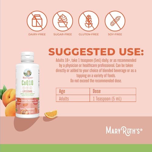 Suplemento Líquido Liposomal CoQ10 de MARYRUTH'S | 75mg de Coenzima Q10 para la Salud Cardiaca y Soporte Inmunológico | Vegano | No GMO | 45 Porciones - imagen 3