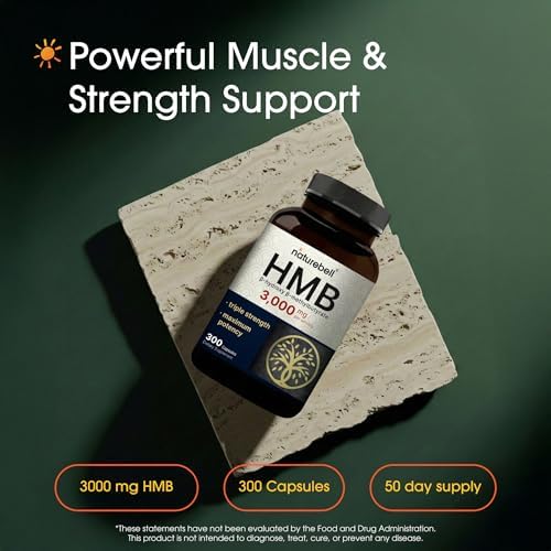 NatureBell HMB 3,000mg - 300 Cápsulas - Suplemento Triple Fuerza para Apoyo de Masa Muscular Magra - Ayuda Contra la Descomposición Muscular en - imagen 2