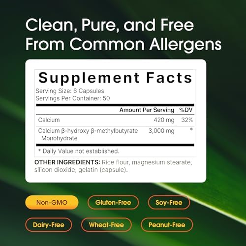 NatureBell HMB 3,000mg - 300 Cápsulas - Suplemento Triple Fuerza para Apoyo de Masa Muscular Magra - Ayuda Contra la Descomposición Muscular en - imagen 3
