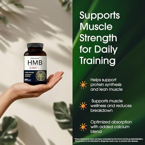 NatureBell HMB 3,000mg - 300 Cápsulas - Suplemento Triple Fuerza para Apoyo de Masa Muscular Magra - Ayuda Contra la Descomposición Muscular en - imagen 4