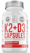 Dr. Boz - Cápsulas K2+D3, 66 Porciones - Suplemento de Vitamina D3 K2 con BioPerine - Salud Ósea y Cardiaca - Absorción Mejorada - Calidad - imagen 1