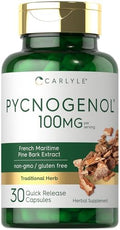 Carlyle Pycnogenol 100mg | 30 Cápsulas | Extracto de Corteza de Pino Marítimo Francés | Suplemento Sin OGM y Sin Gluten - imagen 1