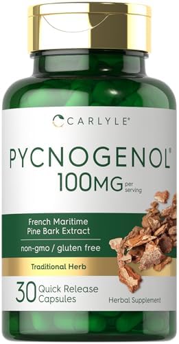 Carlyle Pycnogenol 100mg | 30 Cápsulas | Extracto de Corteza de Pino Marítimo Francés | Suplemento Sin OGM y Sin Gluten - imagen 1