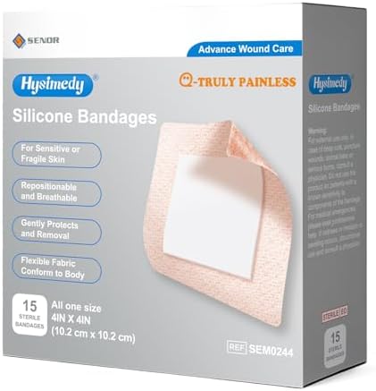 Curitas de Silicón Hysimedy para Piel Sensible y Frágil 4x4 15 Piezas, Flexibles, Sin Látex, Hipoalergénicas y Transpirables, Fáciles de Quitar - imagen 1