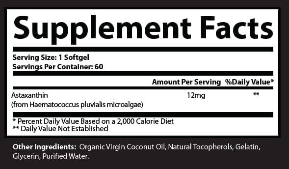 Astaxantina Natural Triple Fuerza 12mg en Softgels + Botella Extra de Aceite de Coco Orgánico para Mejor Absorción - Antioxidante Potente, Apoya - imagen 7