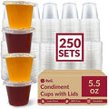 Contenedores pequeños Reli de 5.5 oz con tapa (250 sets) | Vasos para gelatina con tapa | Contenedores de plástico transparente para salsas - imagen 1
