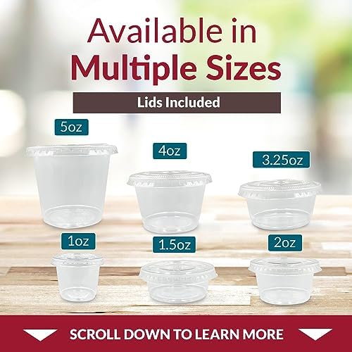 Contenedores pequeños Reli de 5.5 oz con tapa (250 sets) | Vasos para gelatina con tapa | Contenedores de plástico transparente para salsas - imagen 6