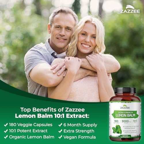 Zazzee Extracto Orgánico de Melisa 10:1, 180 Cápsulas Veganas, Suplemento Herbal para Calma, Ánimo y Relajación, Hecho en EE.UU. - imagen 3