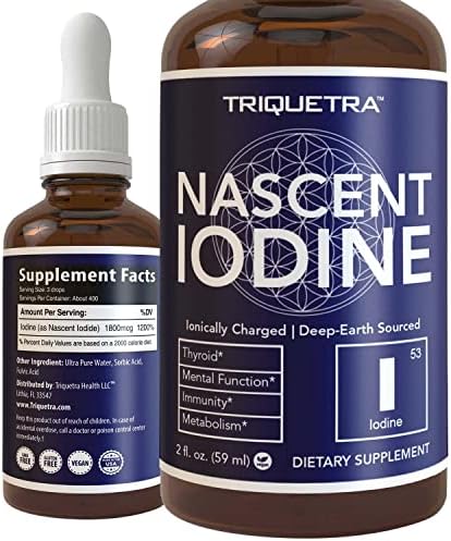 Suplemento de Yodo Nascent 400 Porciones, Botella de Vidrio, Vegano, 1800 mcg - 600 mcg por Gota - Puro, Color Claro - Apoya la Salud de la Tiroides, - imagen 1