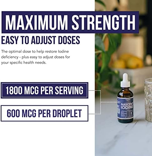 Suplemento de Yodo Nascent 400 Porciones, Botella de Vidrio, Vegano, 1800 mcg - 600 mcg por Gota - Puro, Color Claro - Apoya la Salud de la Tiroides, - imagen 3