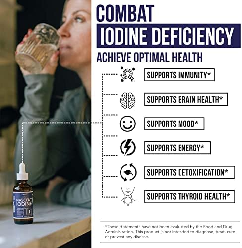Suplemento de Yodo Nascent 400 Porciones, Botella de Vidrio, Vegano, 1800 mcg - 600 mcg por Gota - Puro, Color Claro - Apoya la Salud de la Tiroides, - imagen 4