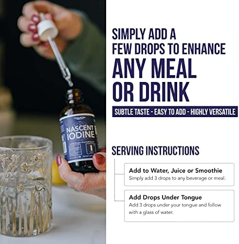 Suplemento de Yodo Nascent 400 Porciones, Botella de Vidrio, Vegano, 1800 mcg - 600 mcg por Gota - Puro, Color Claro - Apoya la Salud de la Tiroides, - imagen 6