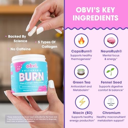 Obvi Multi Collagen Burn Fast | Péptidos de Colágeno Hidrolizado Tipos I, II, III, V, X | Keto y Sin Gluten | 30 Porciones - imagen 4
