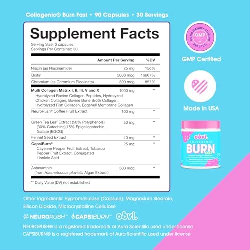 Obvi Multi Collagen Burn Fast | Péptidos de Colágeno Hidrolizado Tipos I, II, III, V, X | Keto y Sin Gluten | 30 Porciones - imagen 5