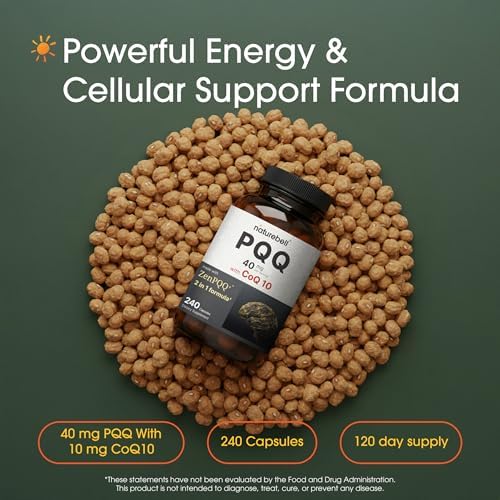 NatureBell PQQ con CoQ10 - 240 Cápsulas - 40mg de PQQ Activo y 10mg de Coenzima Q10 - Apoyo para Energía Celular, Salud del Corazón y Función - imagen 2