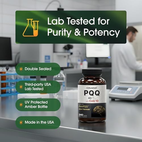NatureBell PQQ con CoQ10 - 240 Cápsulas - 40mg de PQQ Activo y 10mg de Coenzima Q10 - Apoyo para Energía Celular, Salud del Corazón y Función - imagen 5