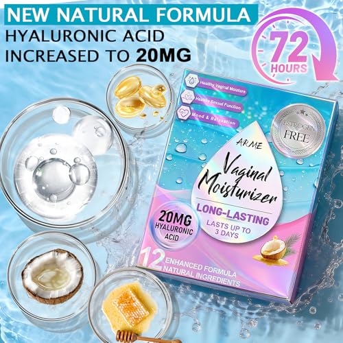 Suplementos Hídricos Vaginales ARME 20MG con Ácido Hialurónico y Aceite de Coco, 72 Horas para Sequedad Vaginal, Sin Hormonas, 1 Mes (12 Supositorios) - imagen 2