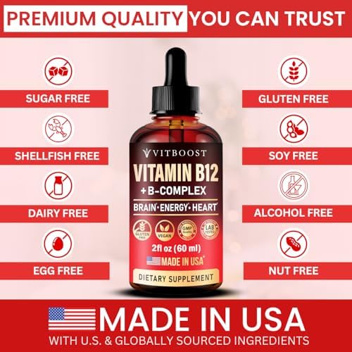 Vitamina B12 Vegana con Complejo B 20 mg - Fórmula Extra Fuerte para Hombres y Mujeres - Gotas Líquidas de Frambuesa | Hecho en EE. UU., B1, B2, B3, - imagen 4