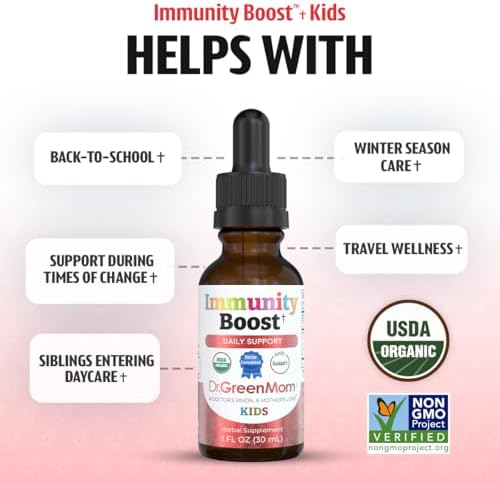 Dr. Green Mom Refuerzo Inmunológico - Suplemento Herbal para Bebés, Niños y Niñas - Gotas Líquidas con Equinácea Orgánica, Saúco, Astrágalo y - imagen 2